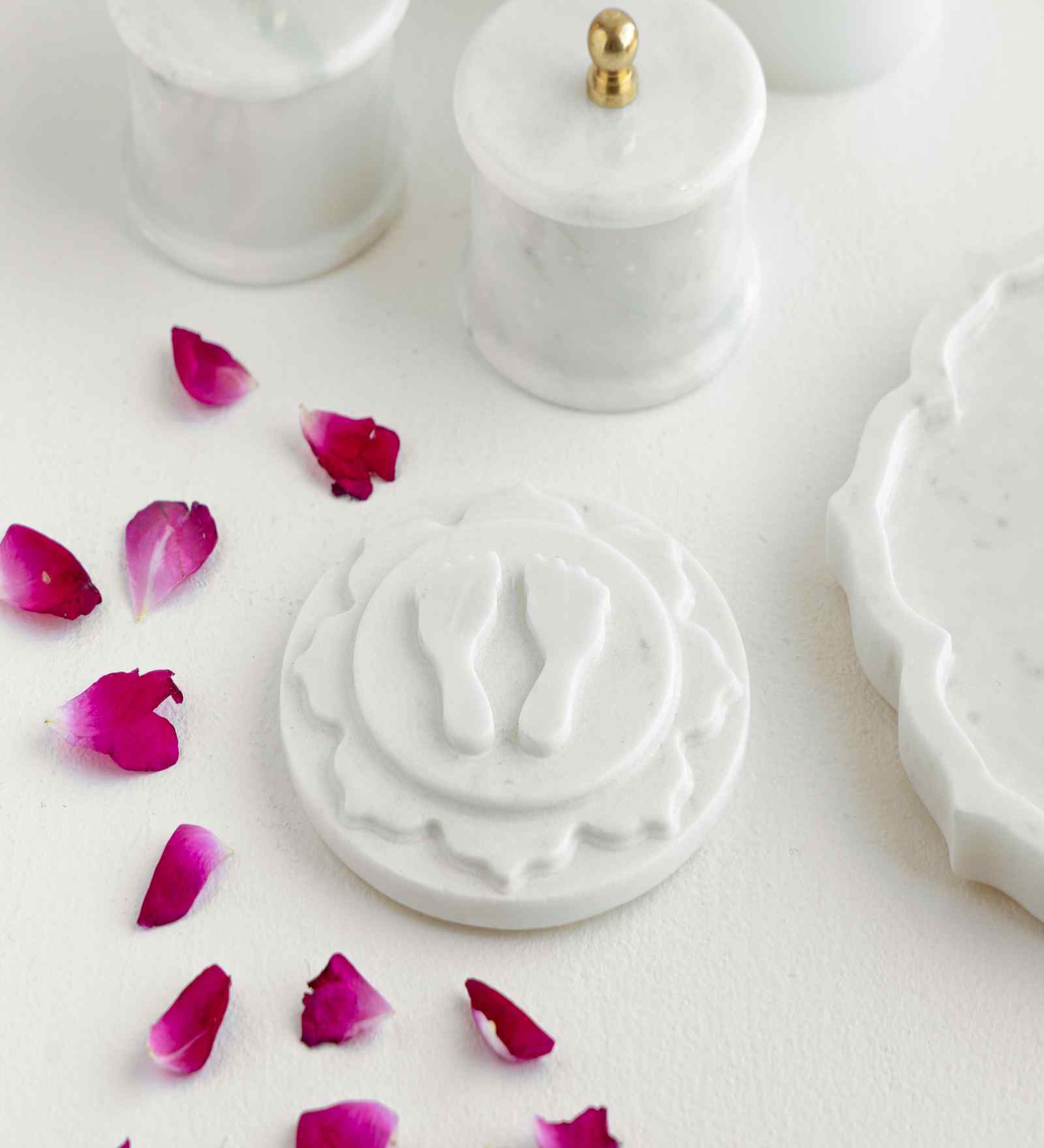 White Marble Plain Lakshmi Footprint