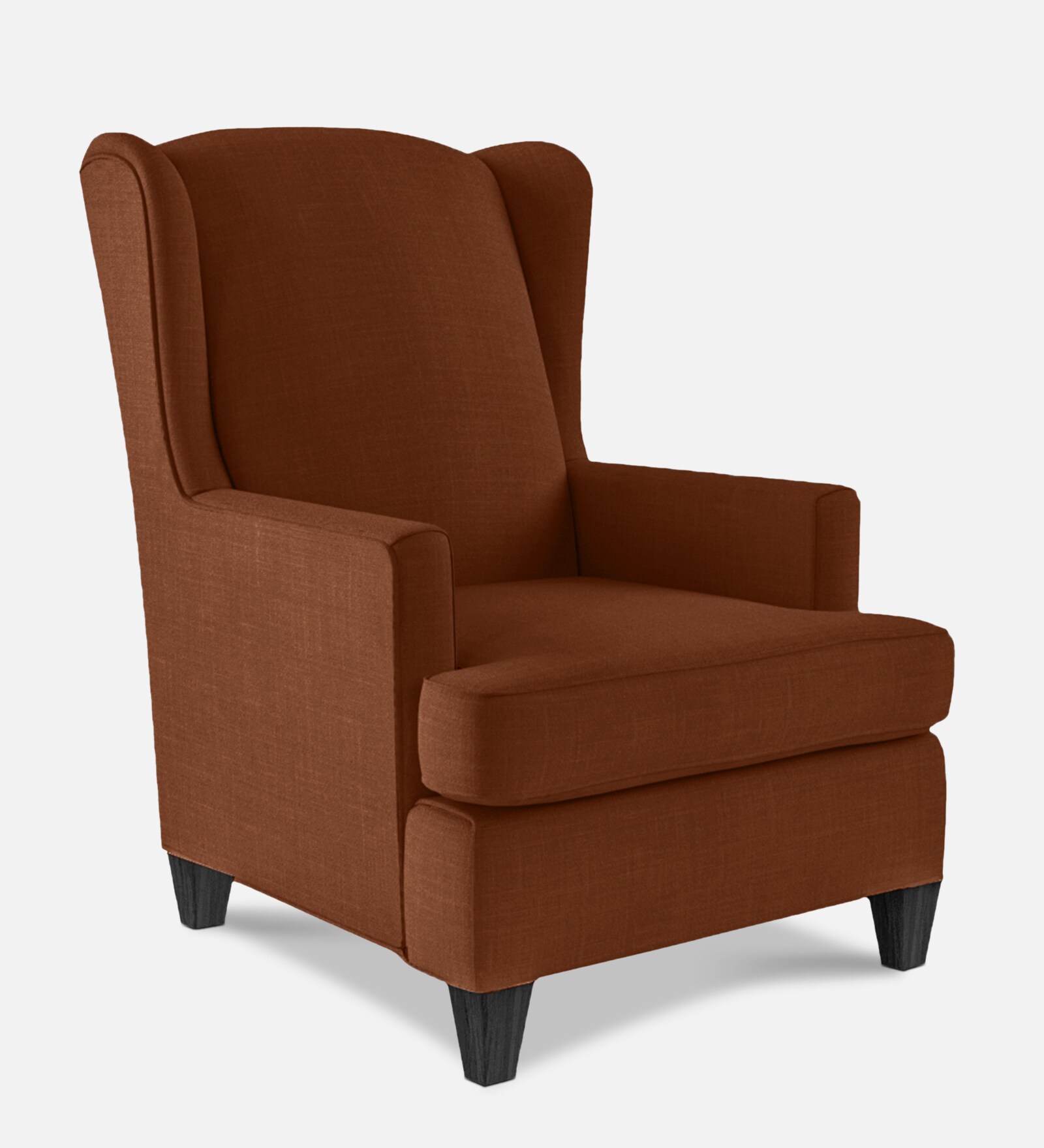 Liban Fabric Wing Chair In Coffee Brown Colour