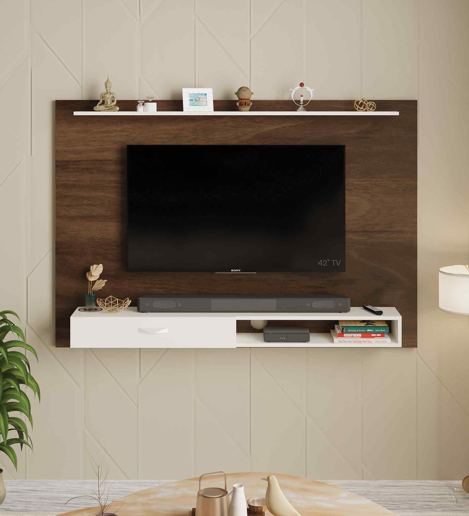 Lami TV Unit In Brown Maple & White