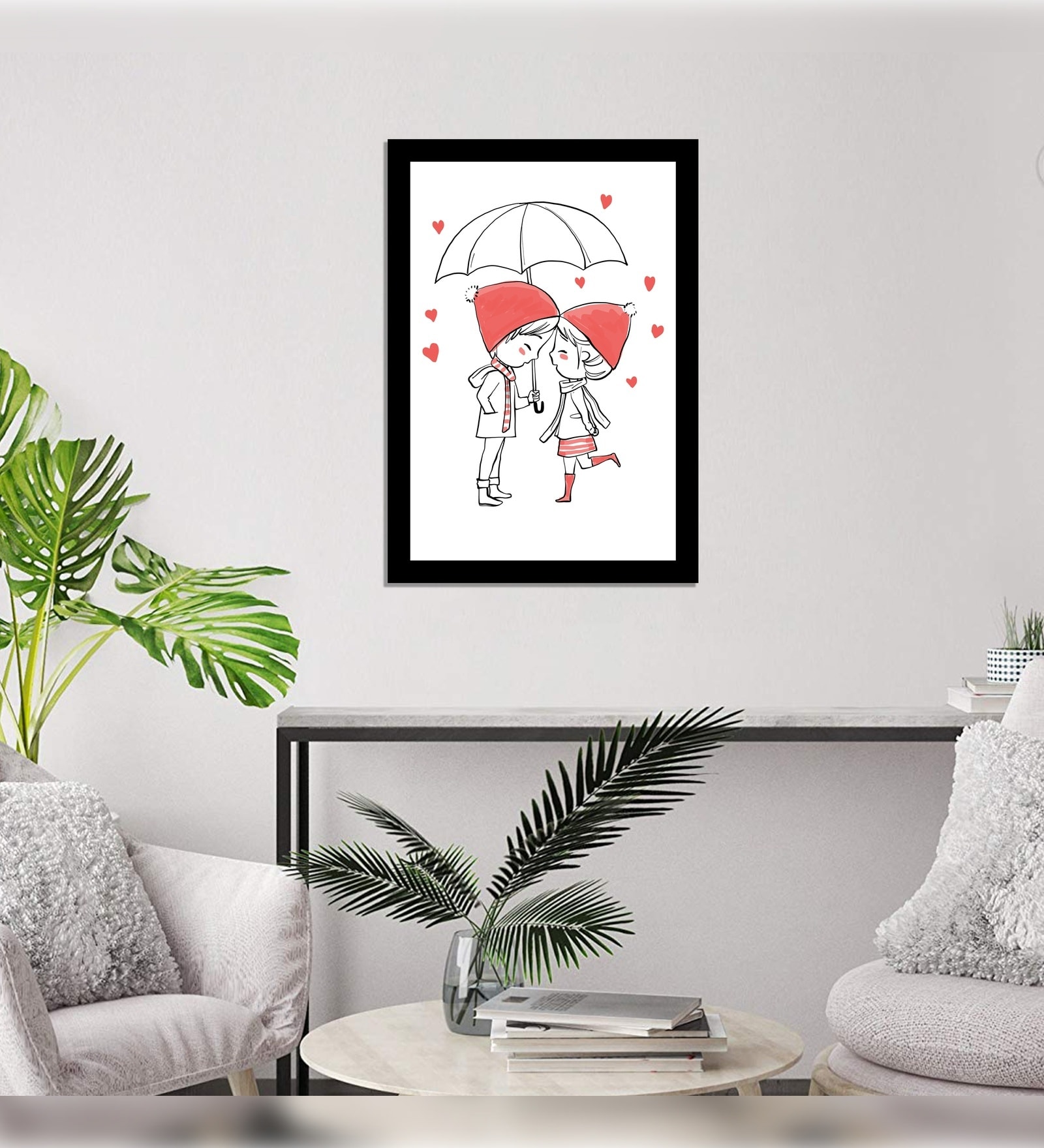 Laminated Valentine Quotes Under Umbrella with Frame