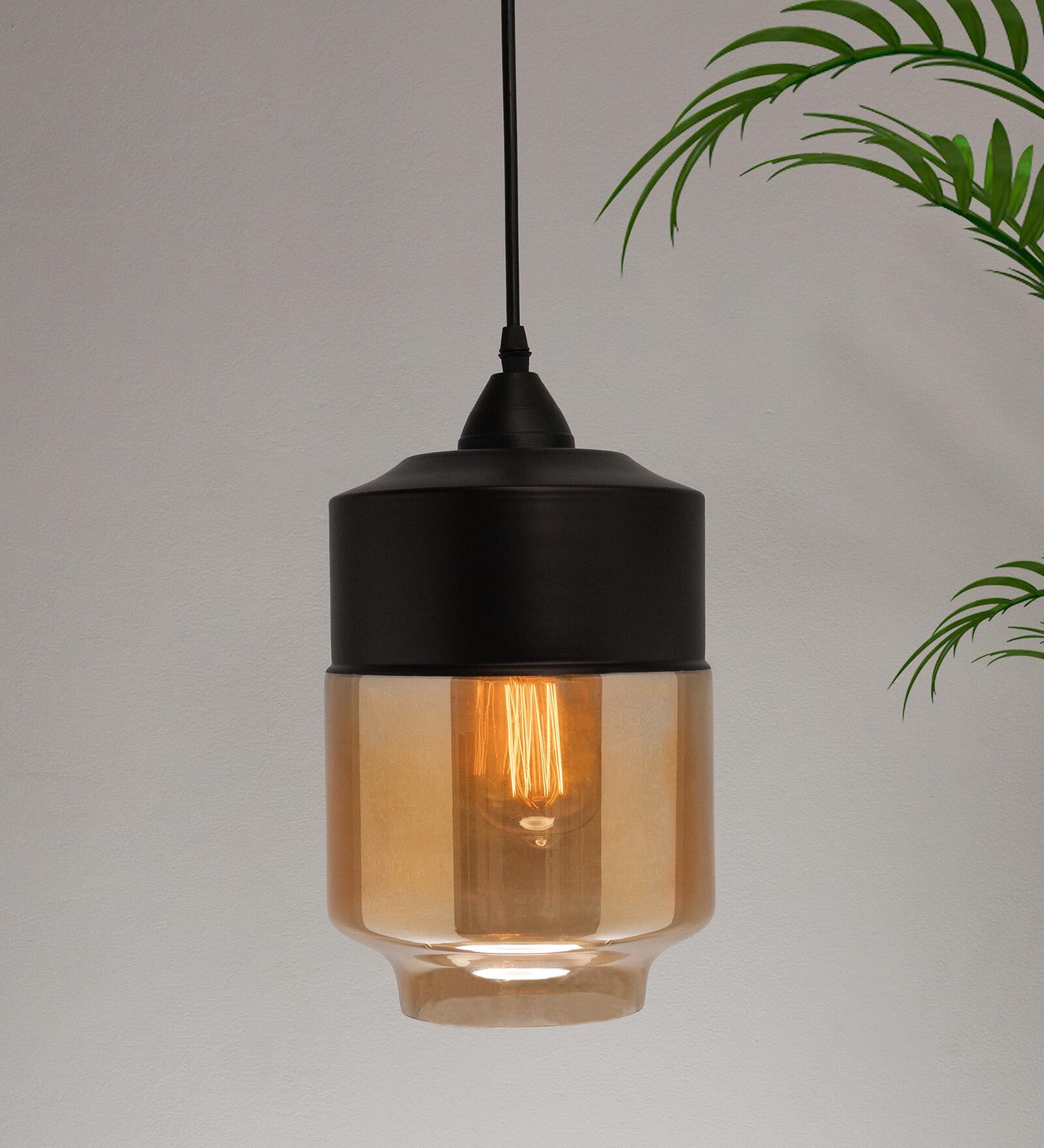 Lamington Black Glass Hanging Light