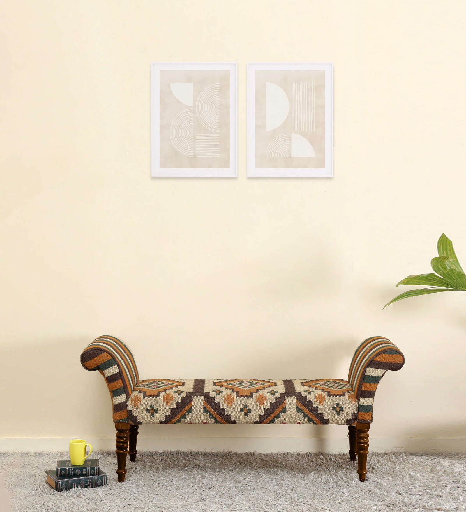 Lamington Upholstered Recamier in Provincial Teak Finish