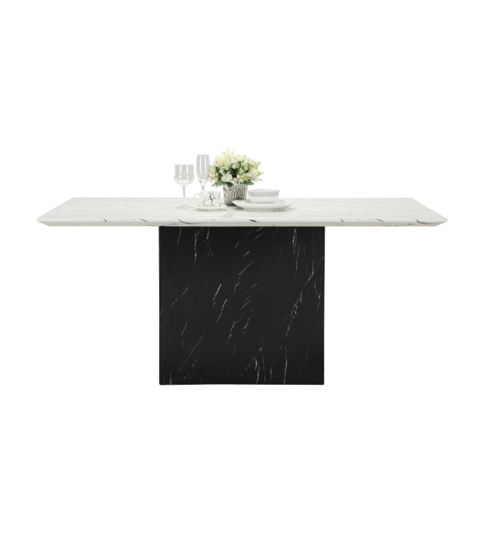 Lamoda Stone 6 Seater Dining Table In White Colour
