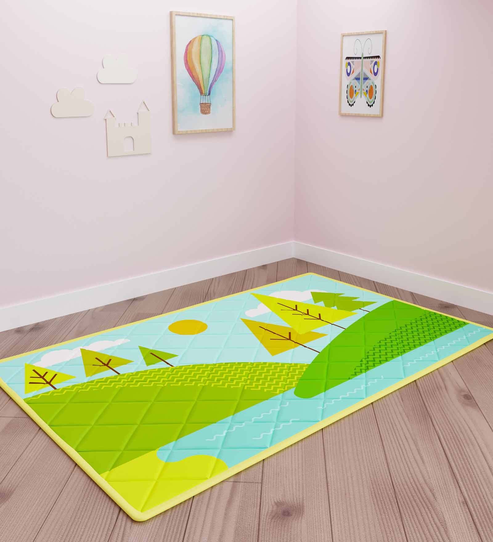 Green Character Cotton 36 x 60 Inches Kids Floor Mat