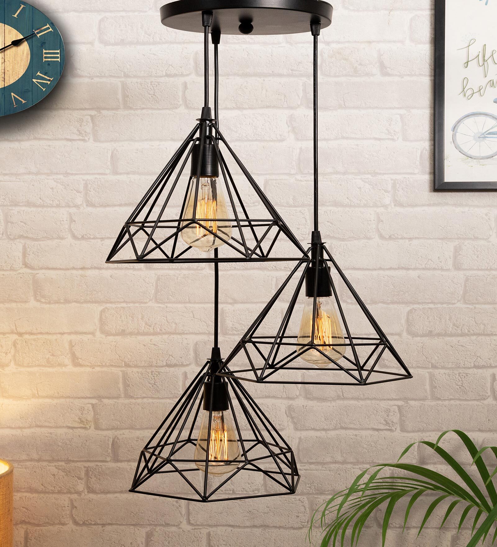 Lanford Black Metal Cluster Hanging Light