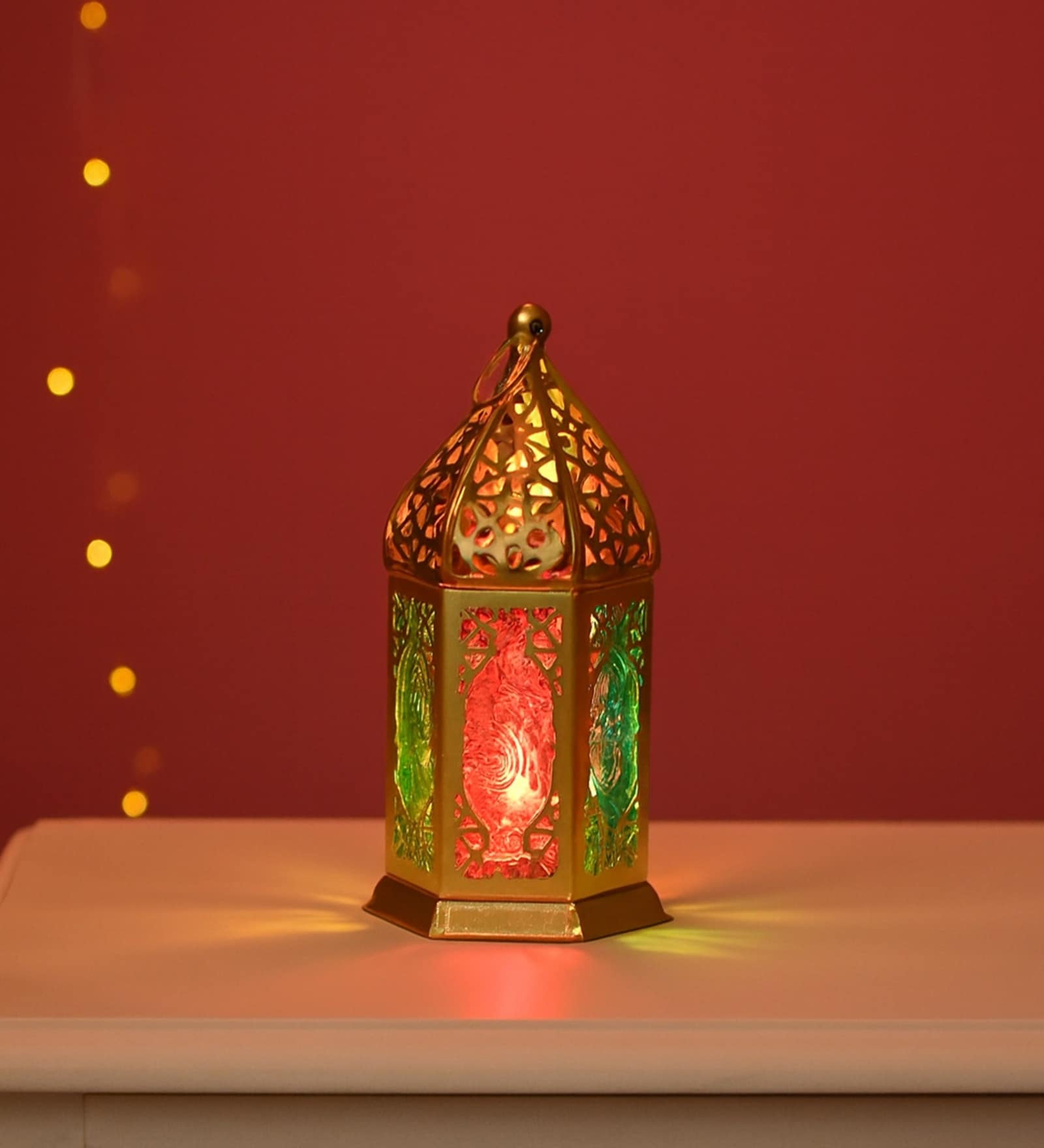Golden Glossy Metal Moroccan Lantern