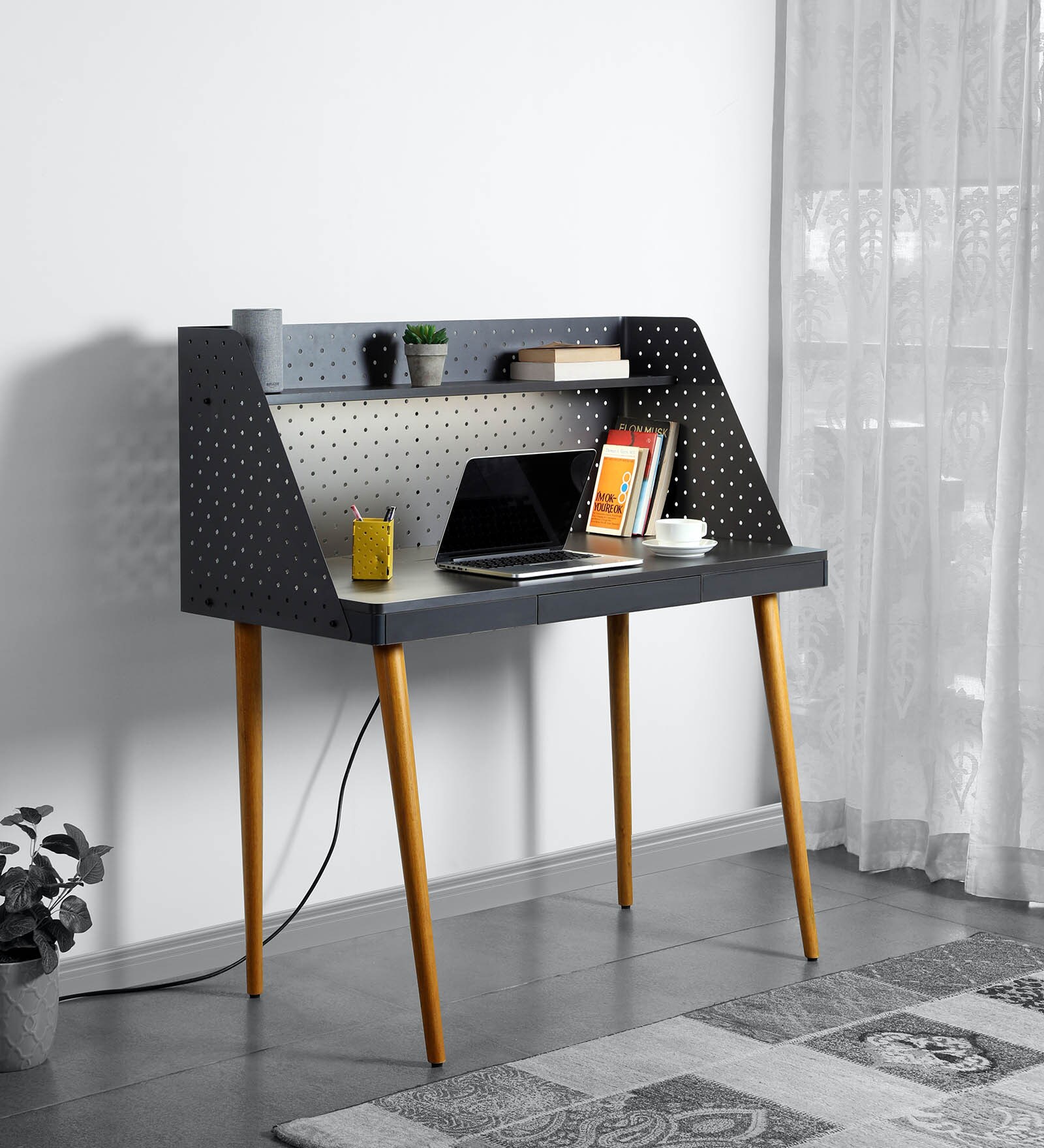 Lara Slate Writing Table in Grey & Slate Grey Colour Lara Slate Writing Table in Grey & Slate Grey Colour