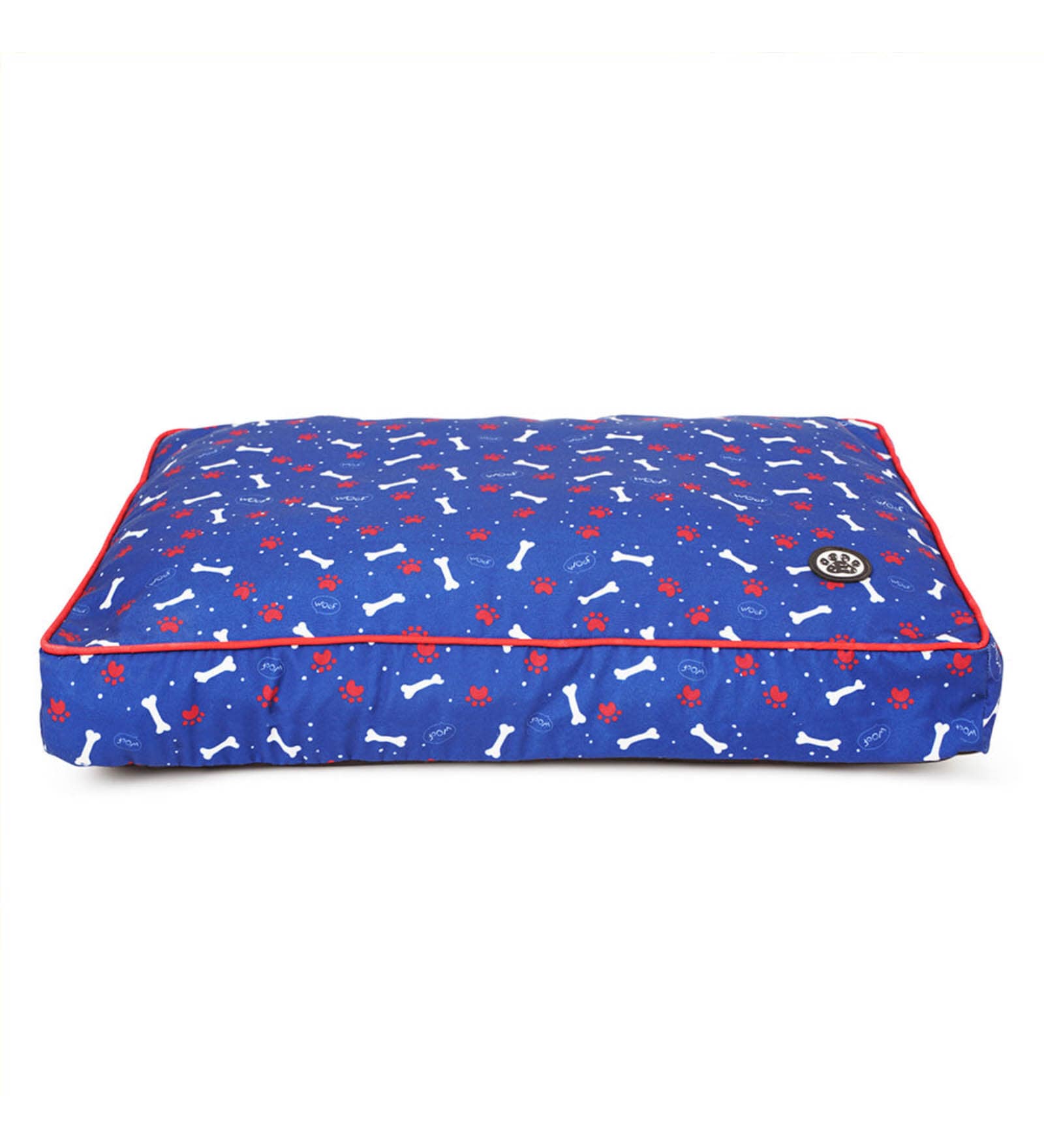 Woof Flat- Large Blue & White Fabric Pet Bed