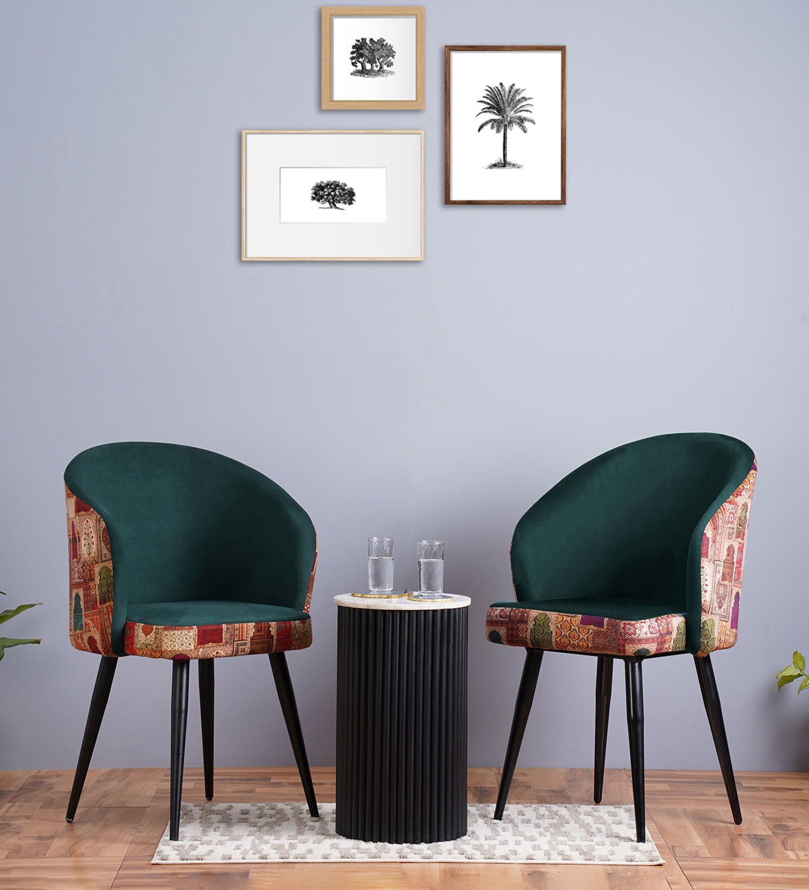 Laric Velvet Coffee Table Set in Multicolour Colour