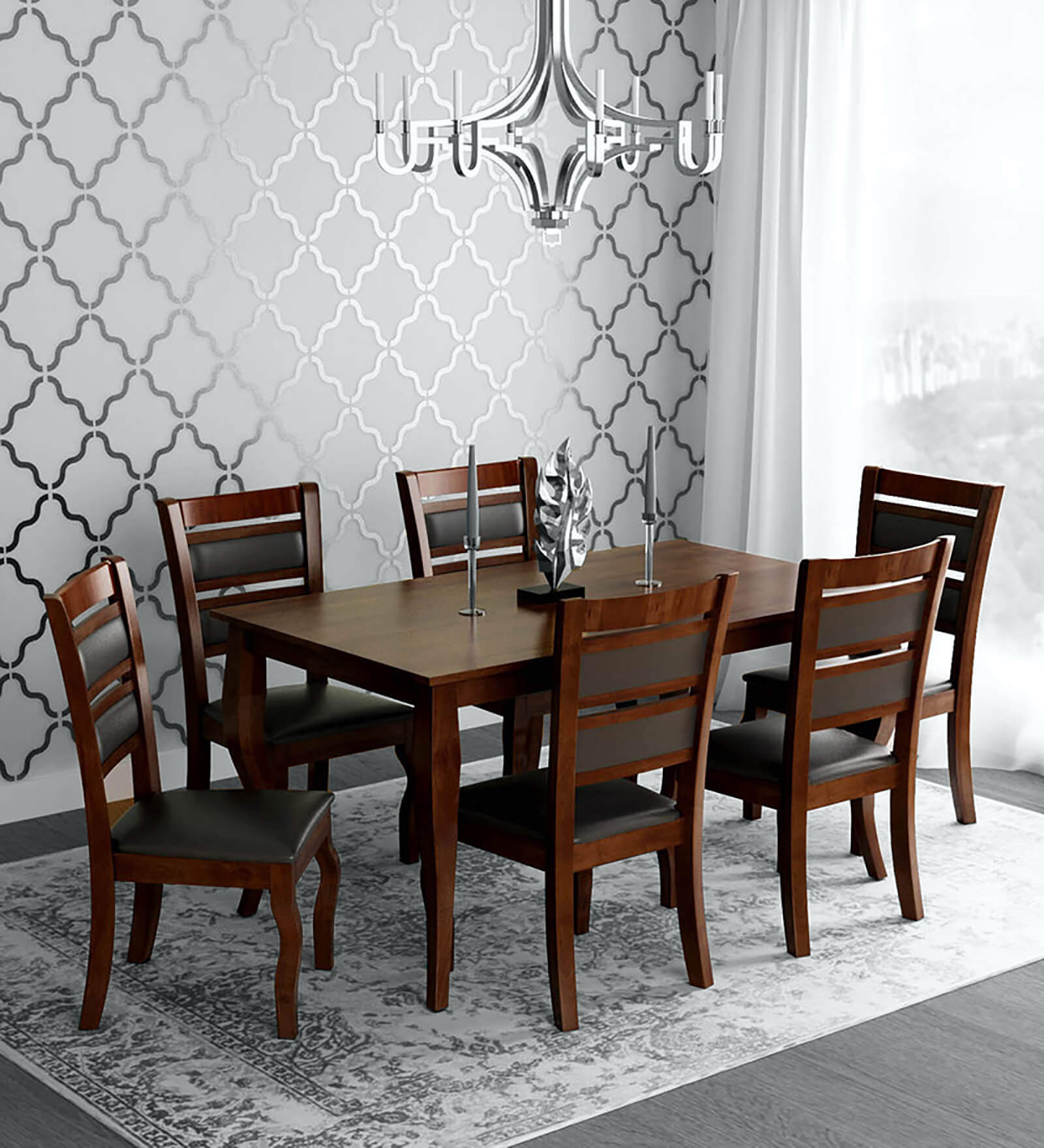 Larissa 6 Seater Dining Set in Cappuccino Finish