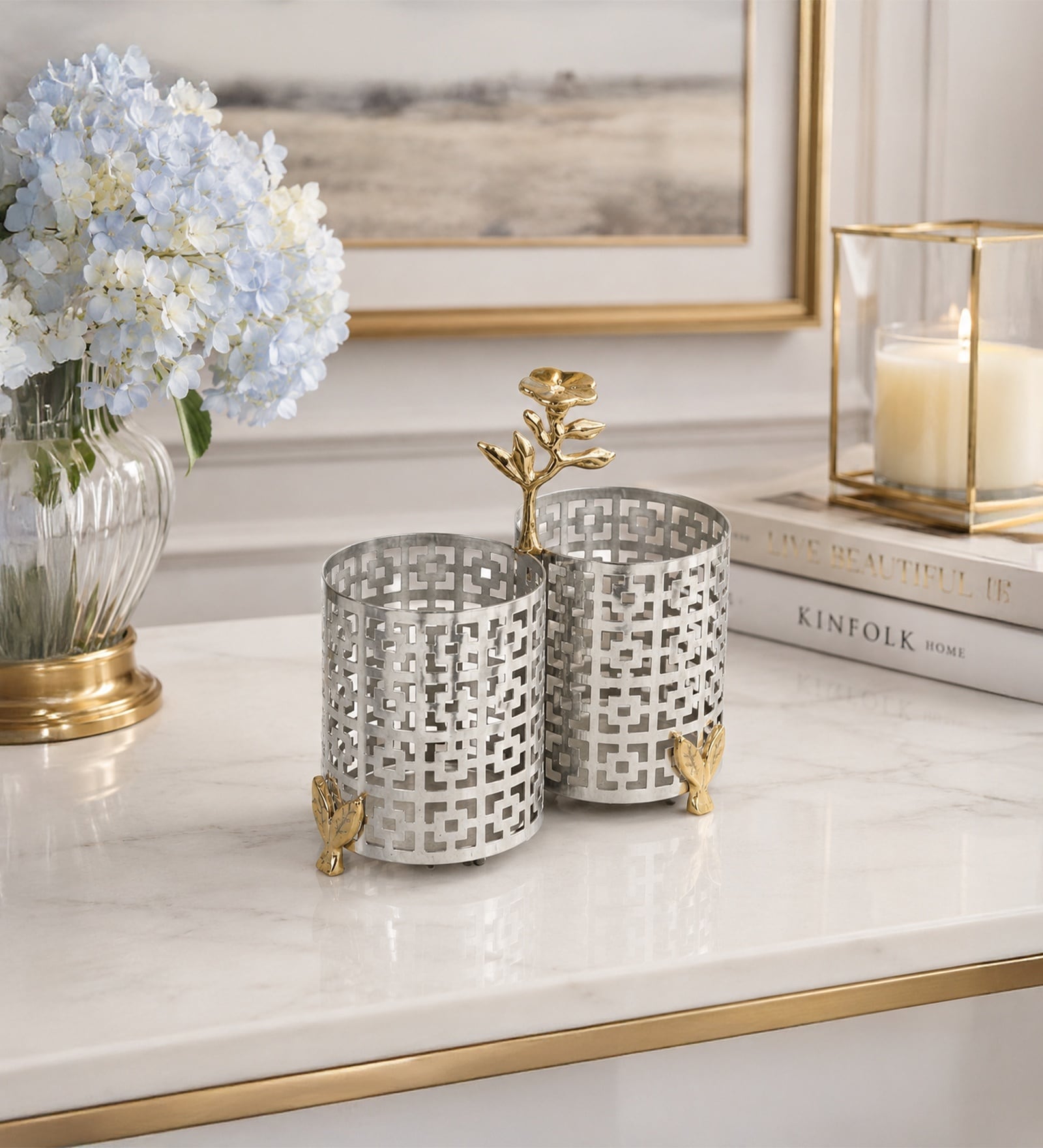 Silver Laser Cutlery Holder Set Of 2