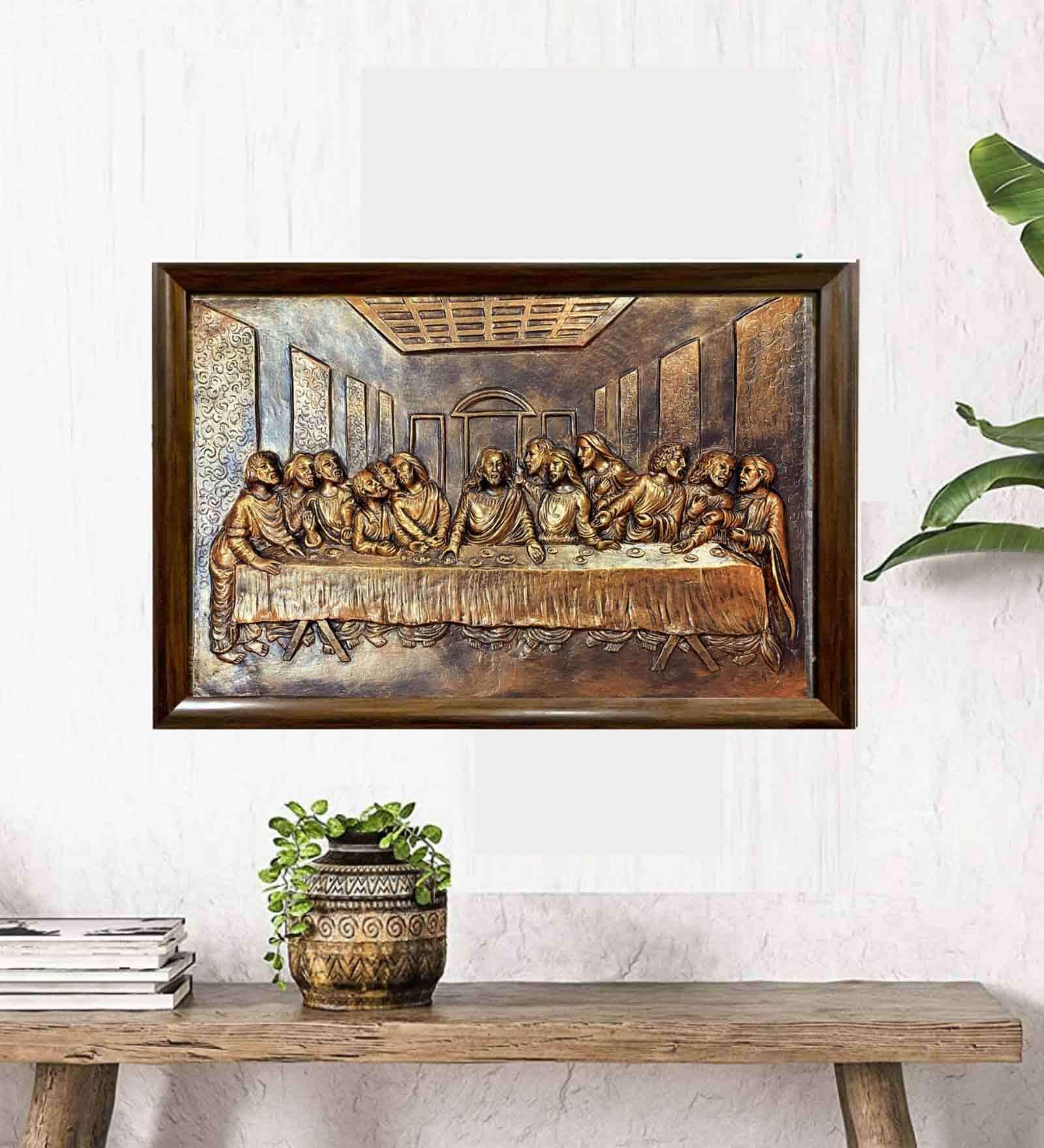 Last Supper Relief Wall Mural In Bronze