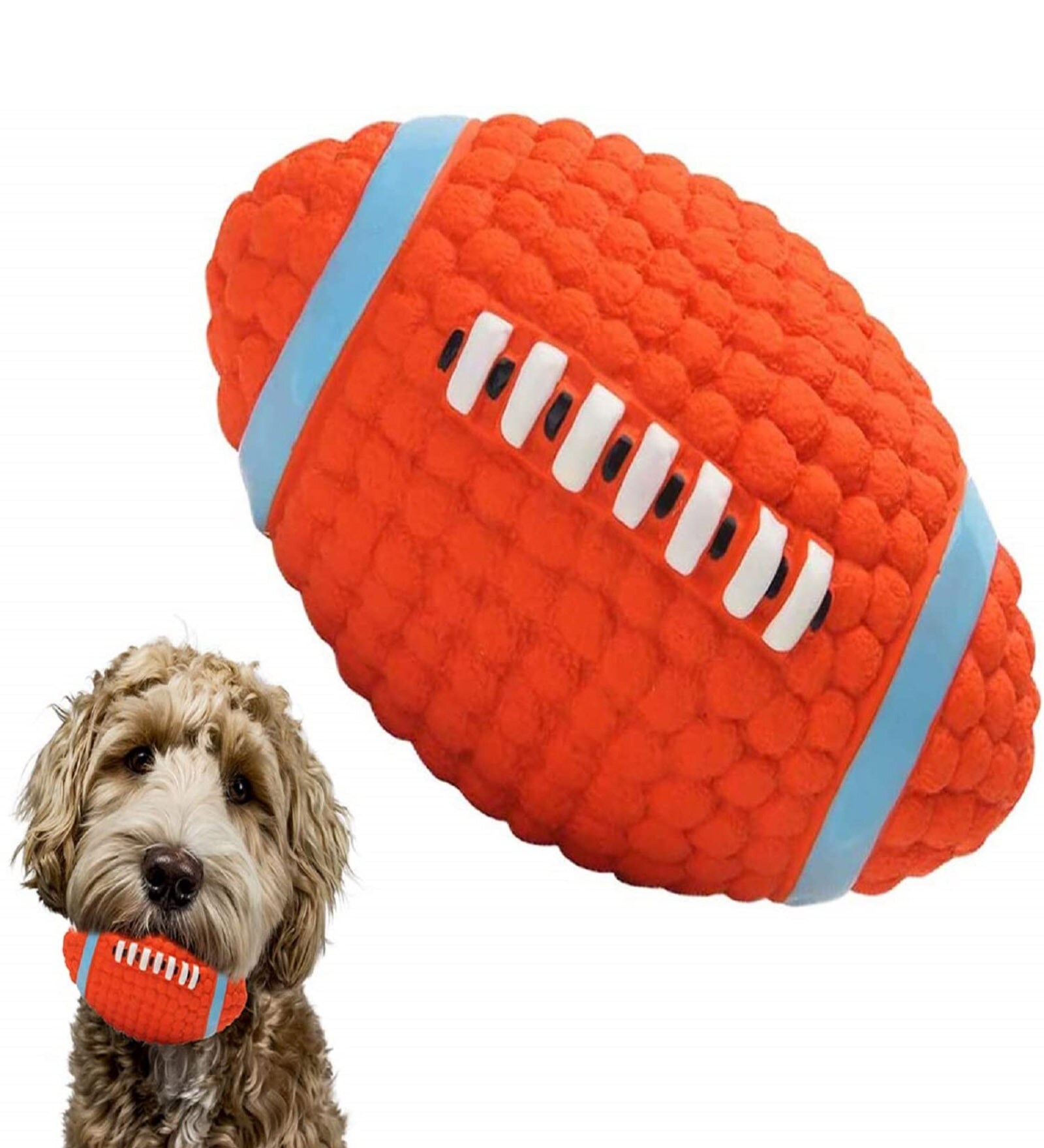 Latex Material Squeaky Dog Toy in  Orange Colour