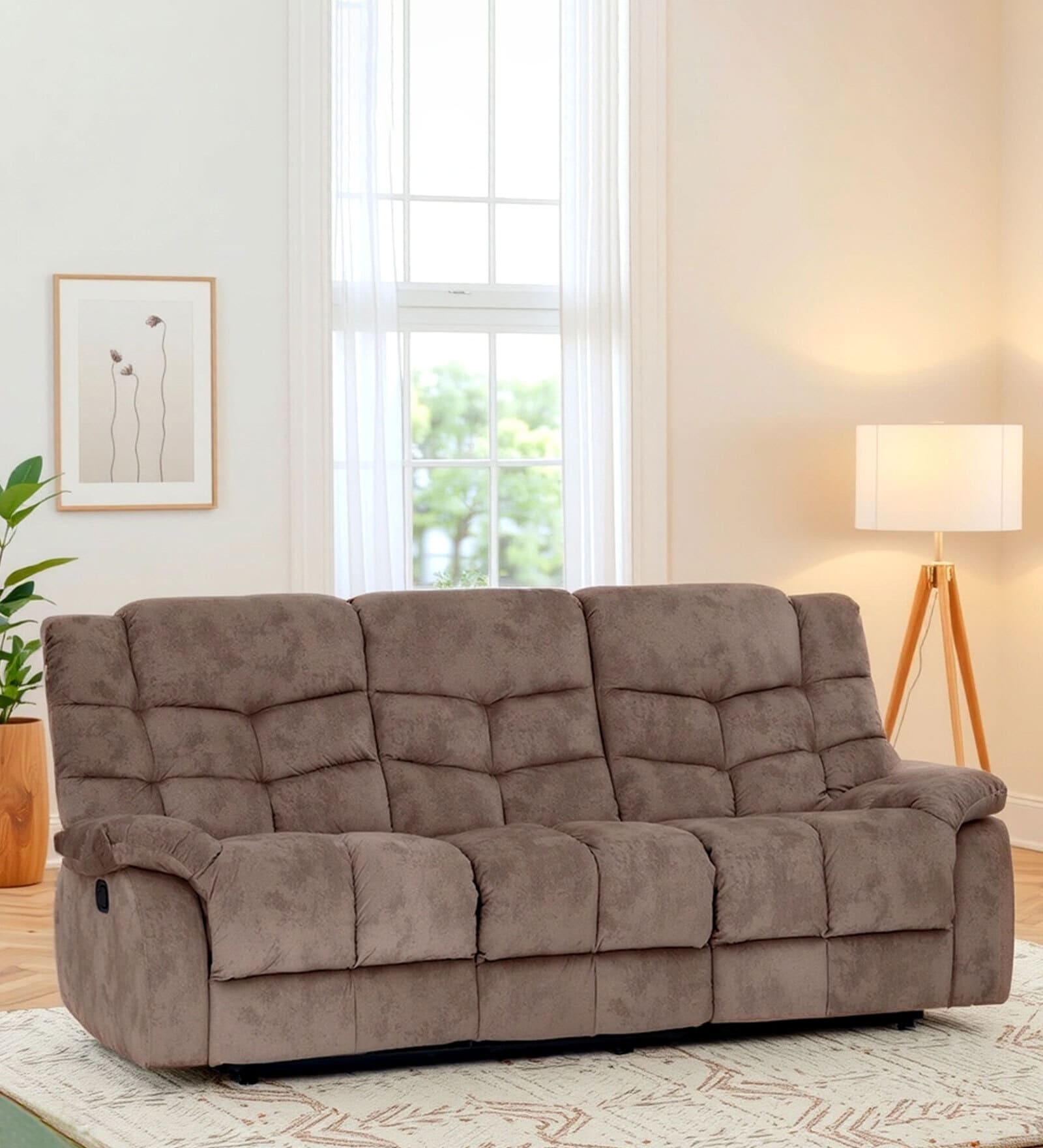 Latina Manual 3 Seater Recliner In Brown Color