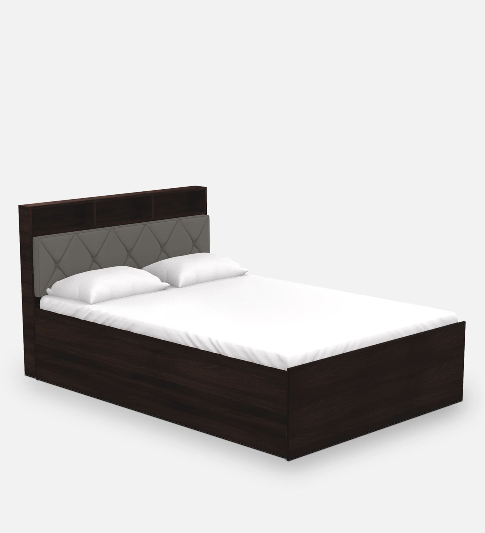 Lattice Queen Size Bed with Drawer Storage in Gunmetal Grey Colour