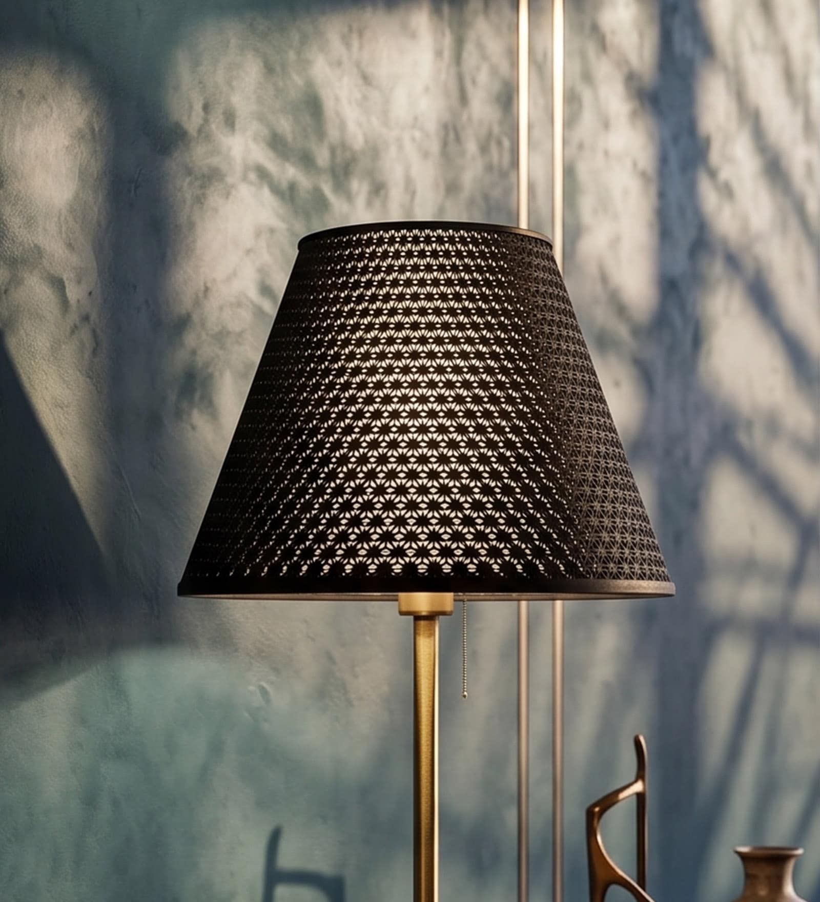 Grey Lattice Polymer Lamp Shade