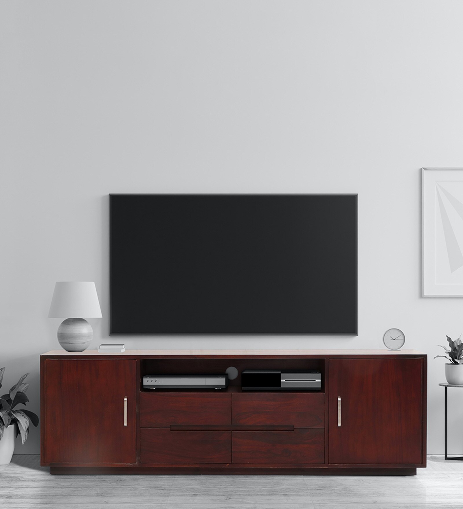 Laurin Solid Wood TV Console for TVs in Dark Walnut Finish