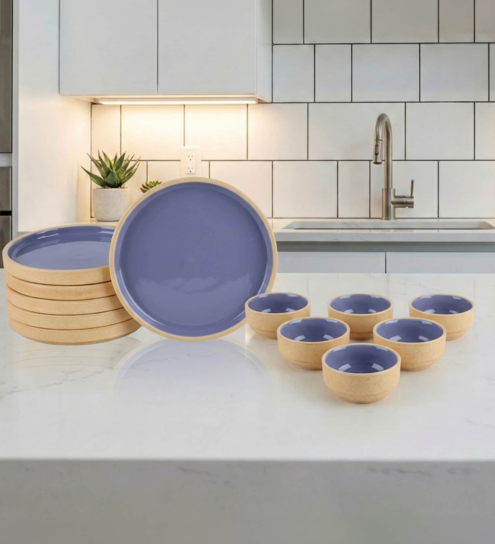 Lavendar And Cream Dinner Set 12 Peices,