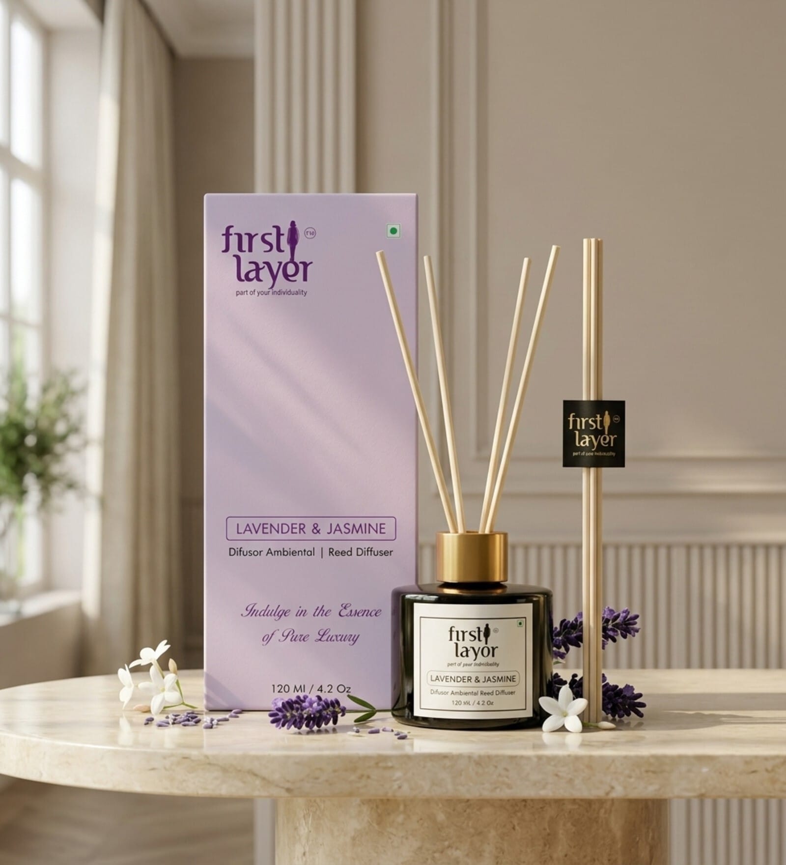 Lavender & Jasmine Aromatic Reed Diffuser Set with Reed Sticks