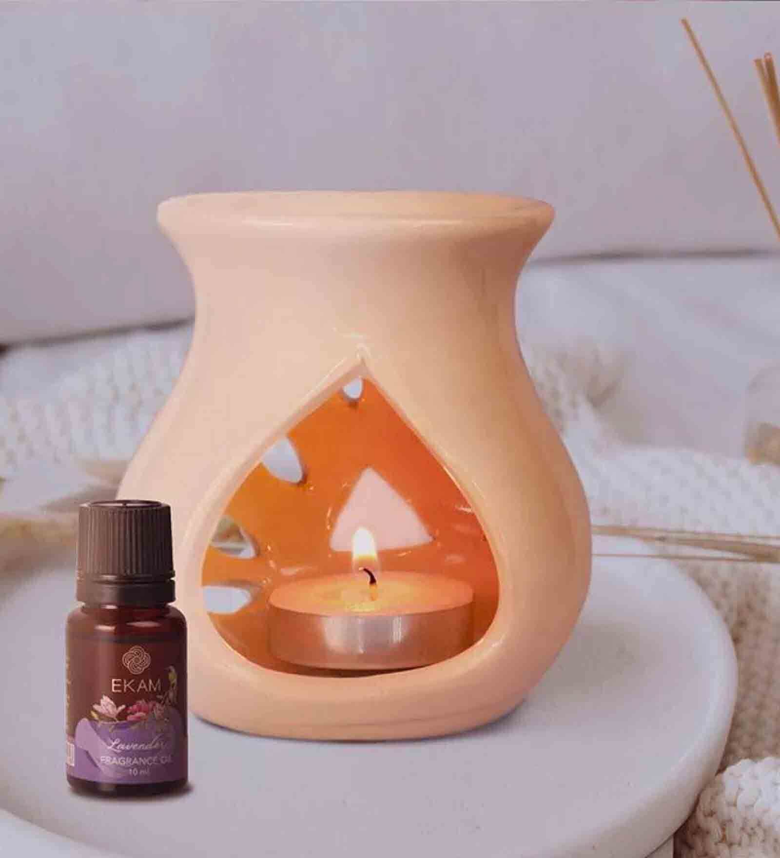 Lavender (Set of 5) Ceramic Oil Warmer with 4 Aroma Oil Bottles