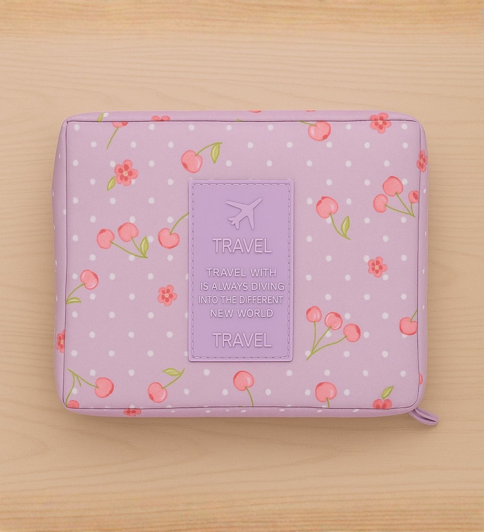 Lavender Cherry Floral Travel Organizer Pouch