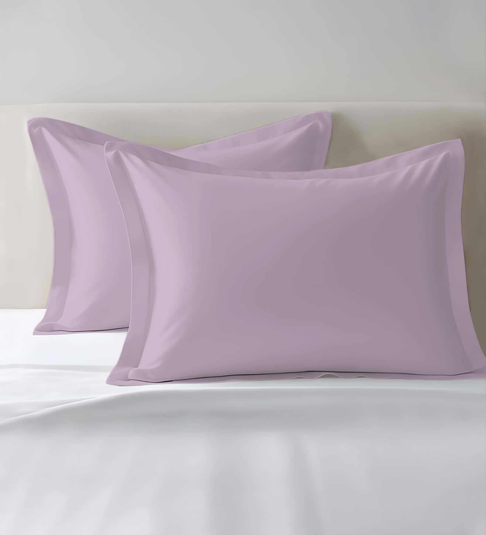 Lavender Frost Solid 400 TC Cotton Standard Sized 2 Pillow Covers