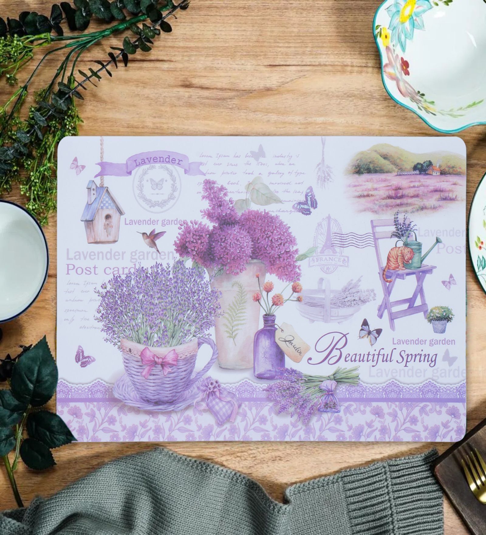 Lavender Vase Purple Colour (Set of 6) Polypropylene  Table Placemat