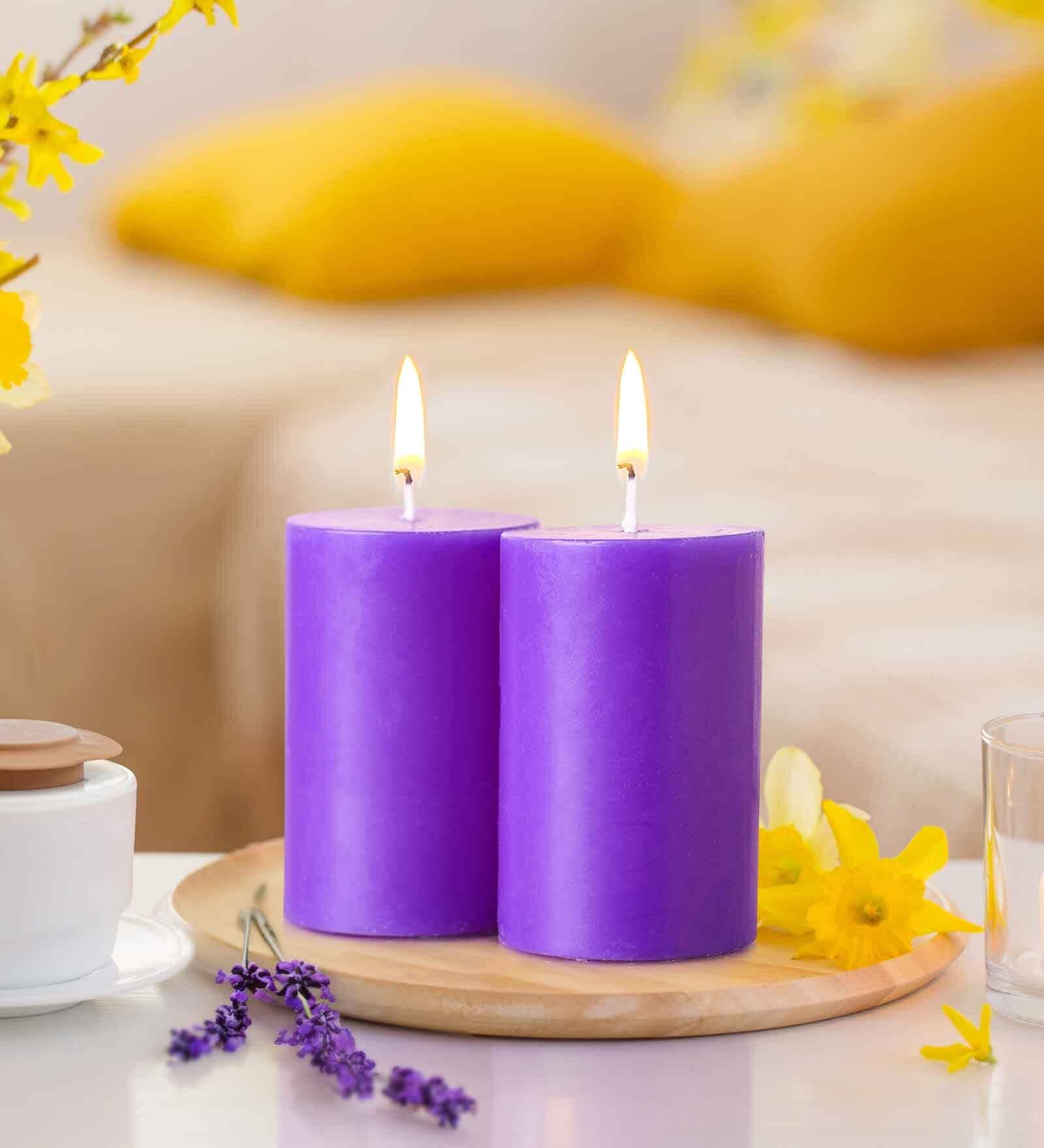 Lavender Wax Pillar Candles Lavender Aroma Pack Of 2