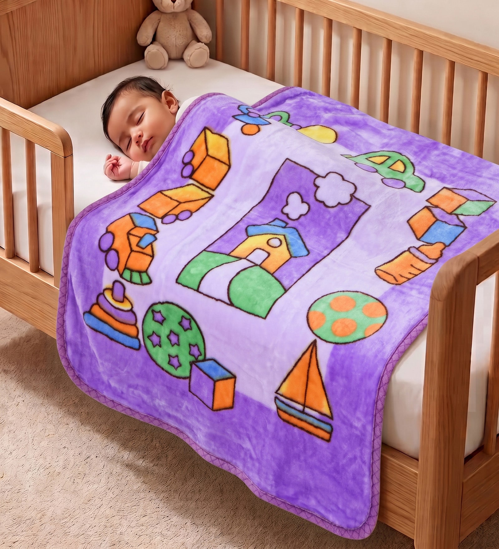 Lavender Wool Kids Print 350 GSM Premium Baby blanket