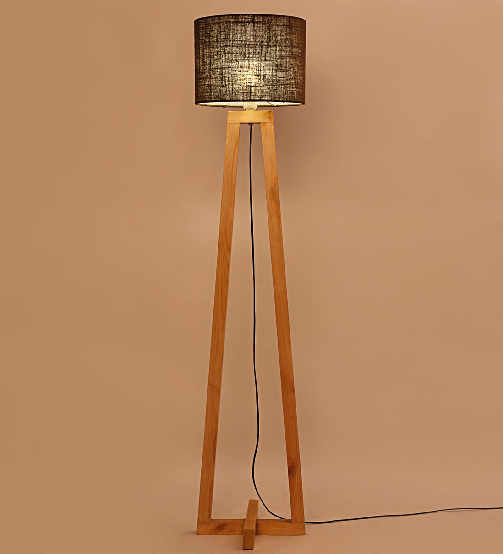 Brown Iron & Jute Floor Lamp