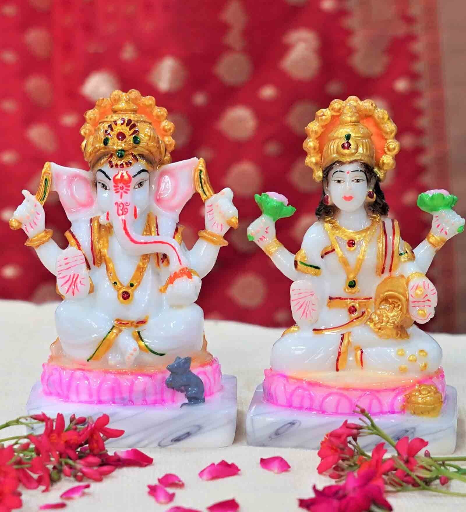 Laxmi Ganesh Handpainted Idol