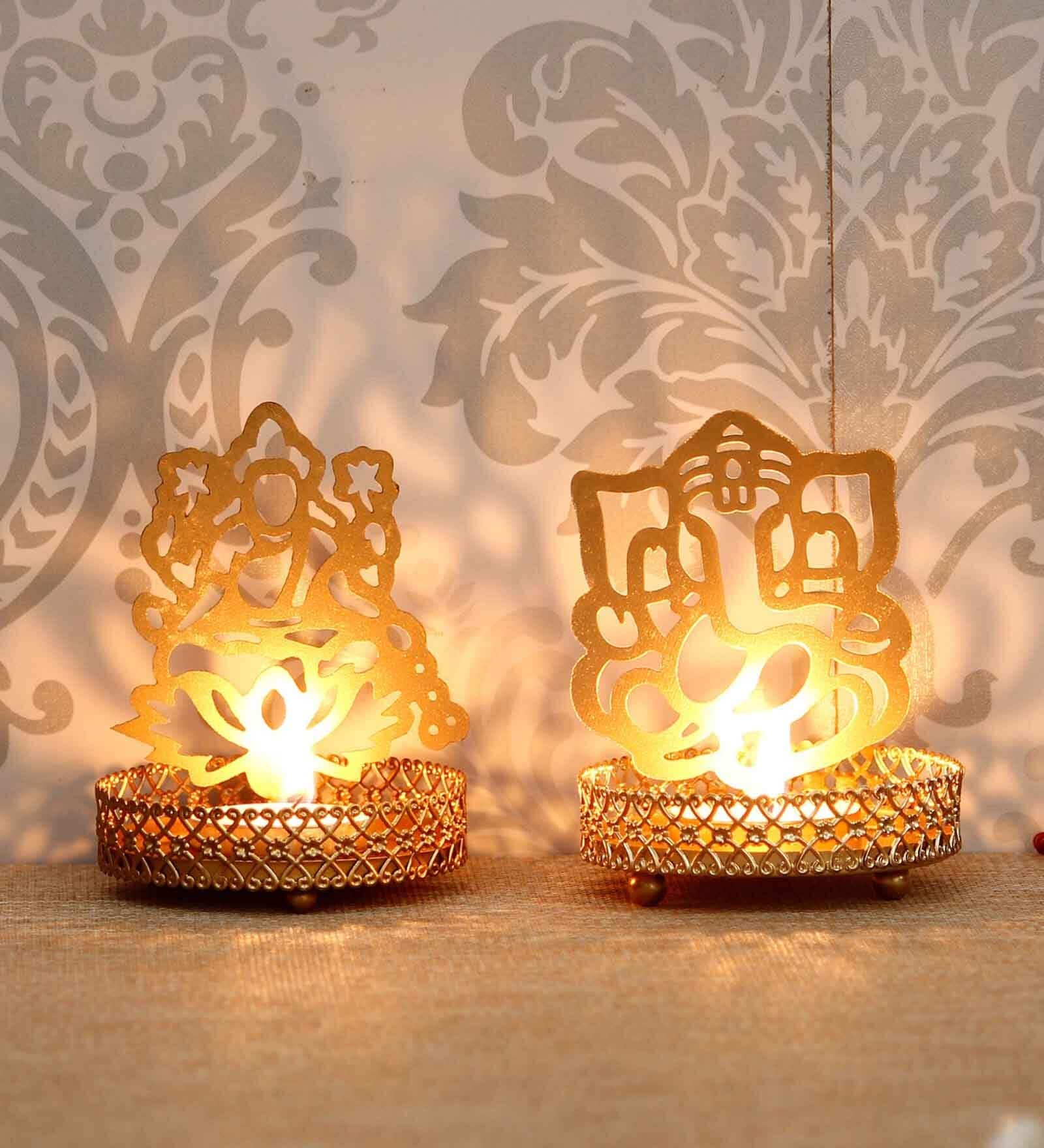 Laxmi Golden Metal Table Tea Light Holder