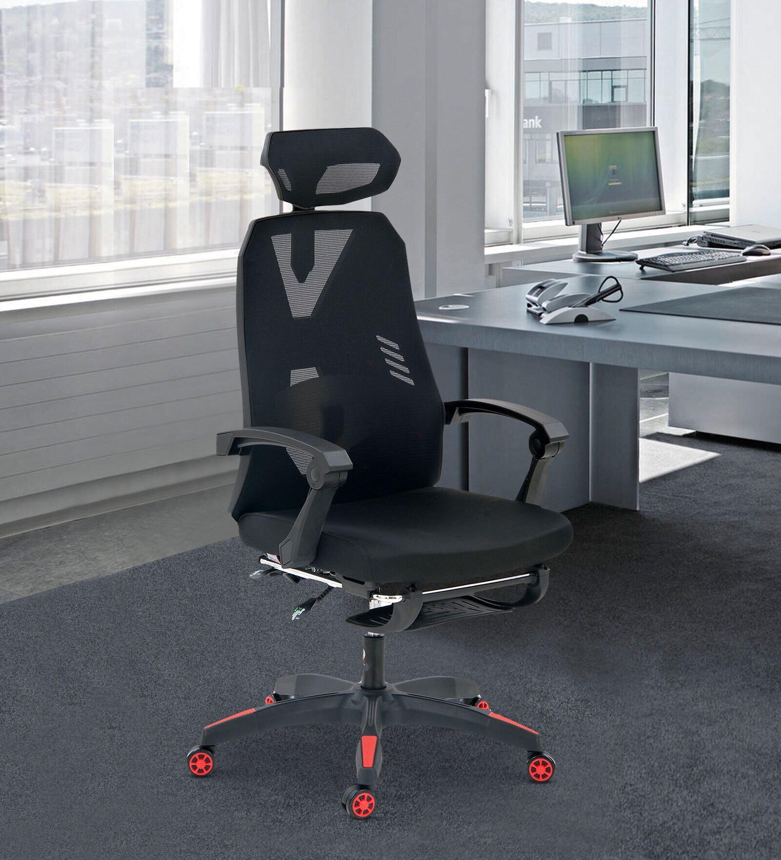 Lazer Fabric Gaming Chair in Red & Black Colour Lazer Fabric Gaming Chair in Red & Black Colour