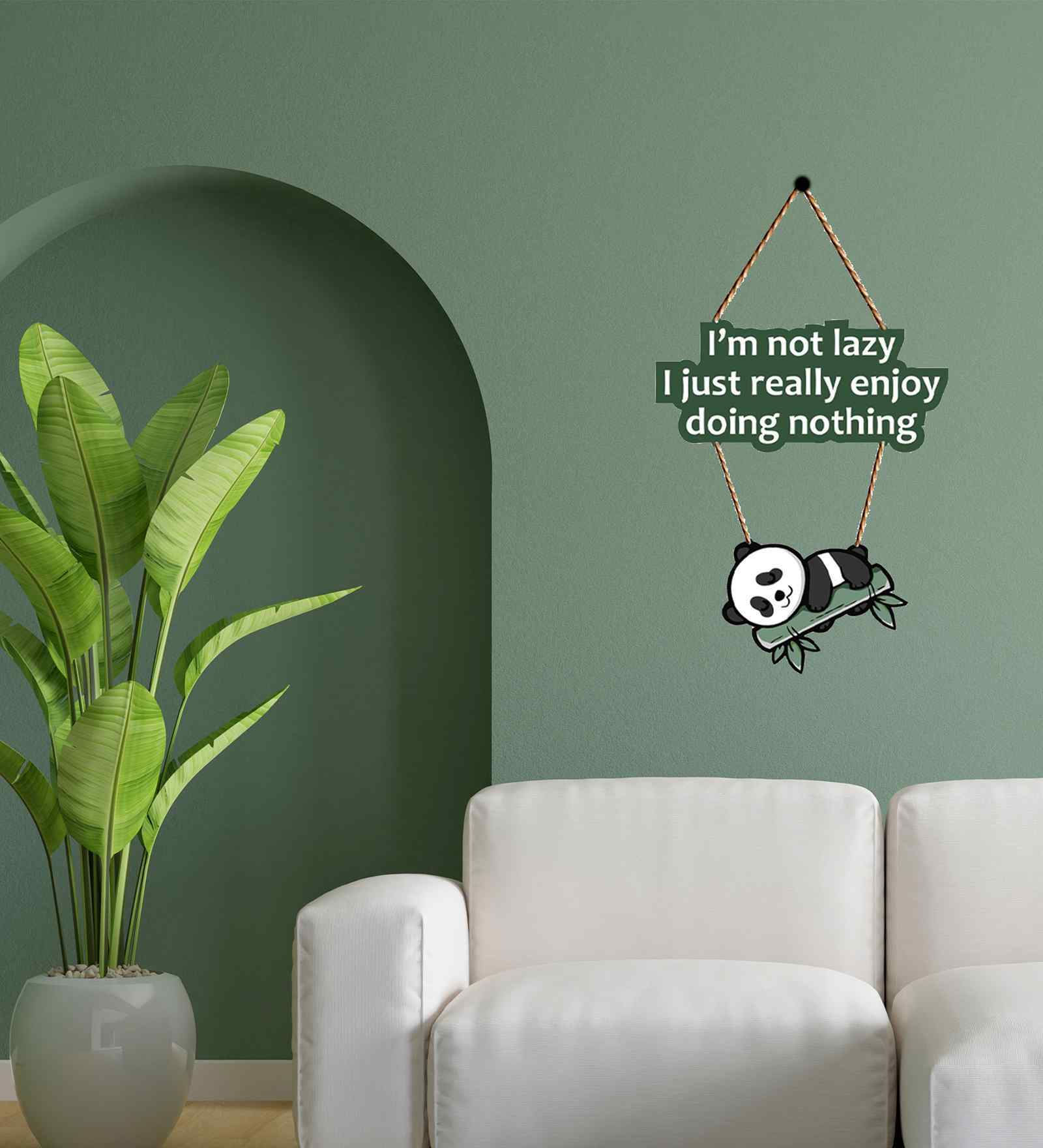 Lazy Panda Wooden Wall Hanging