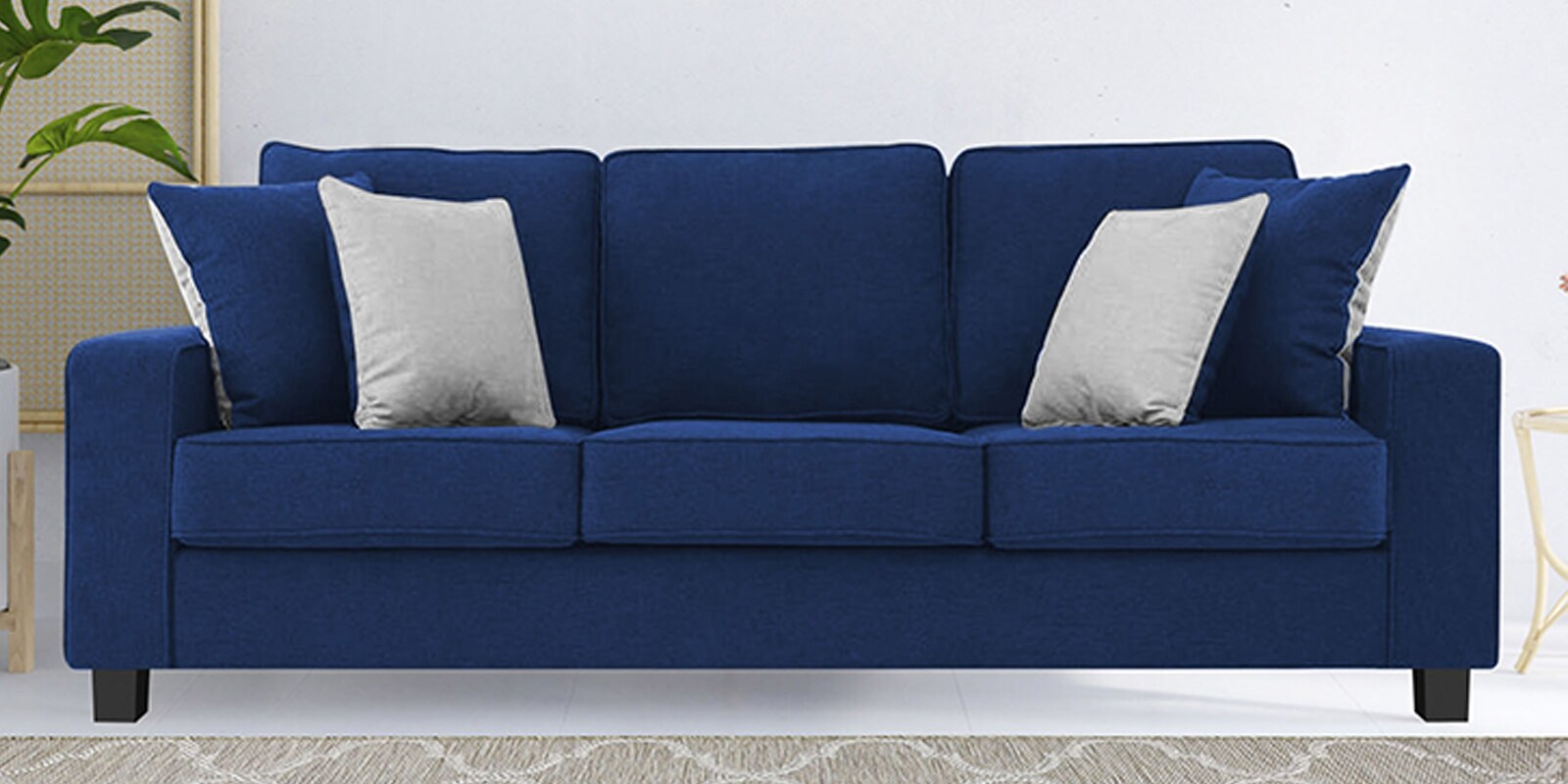 Ladybug Fabric 3 Seater Sofa in Royal Blue Colour