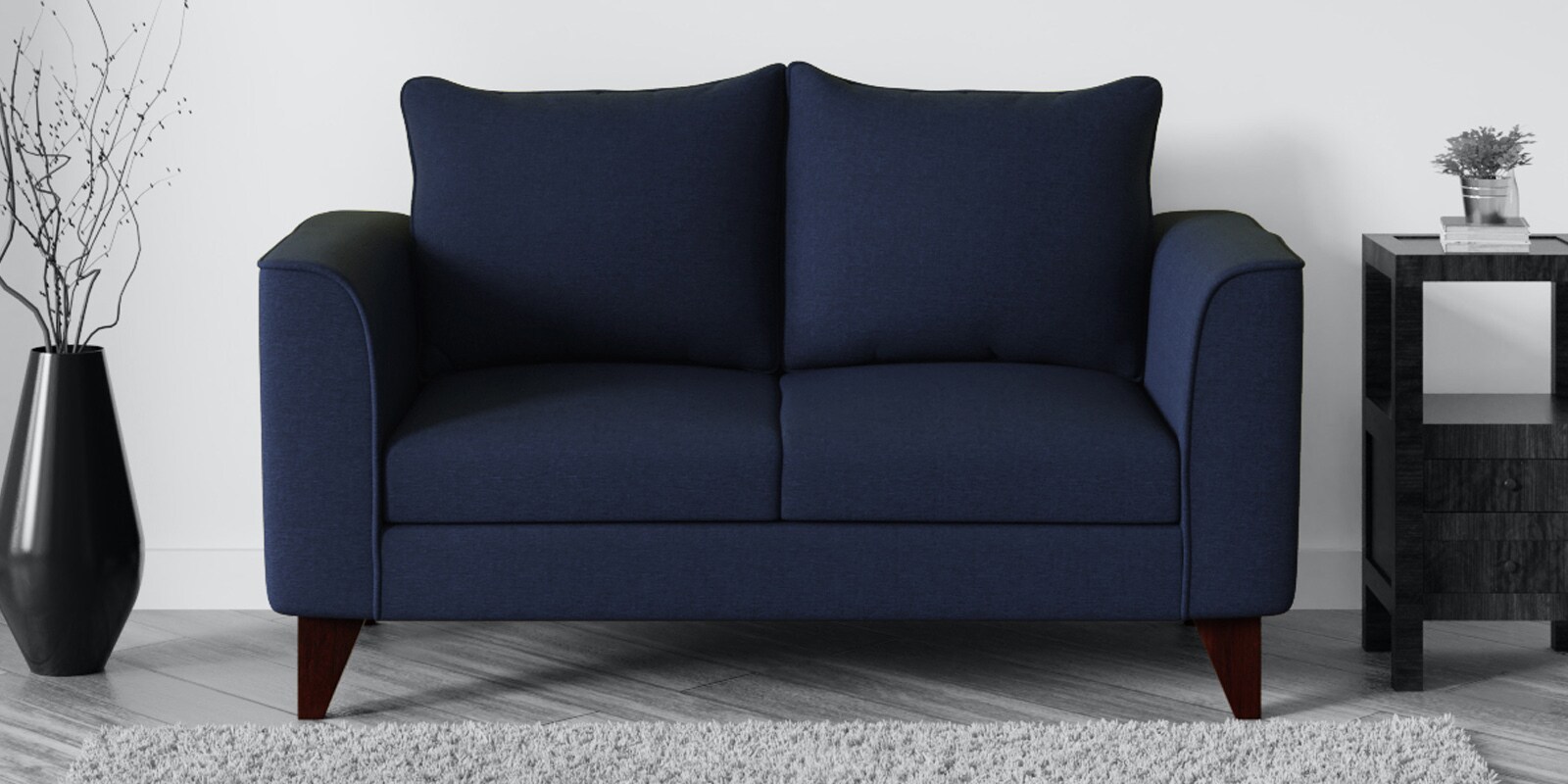 Conseja Fabric 2 Seater Sofa In Navy Blue Colour
