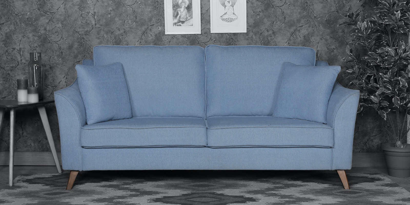 Lara 3 Seater Sofa in Ice Blue colour Lara 3 Seater Sofa in Ice Blue colour