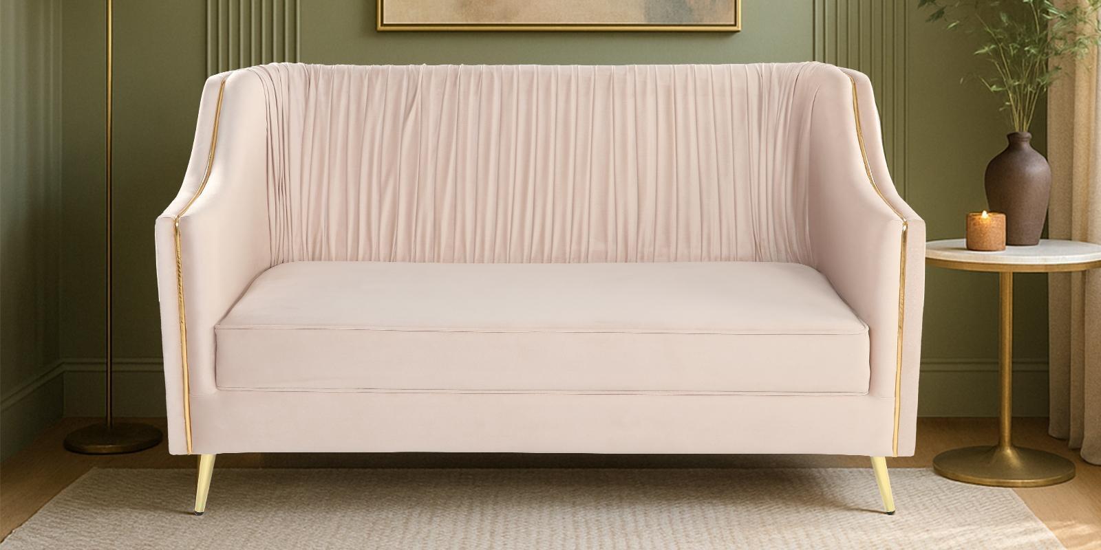 Larenzo Velvet 2 Seater Sofa In Beige Color