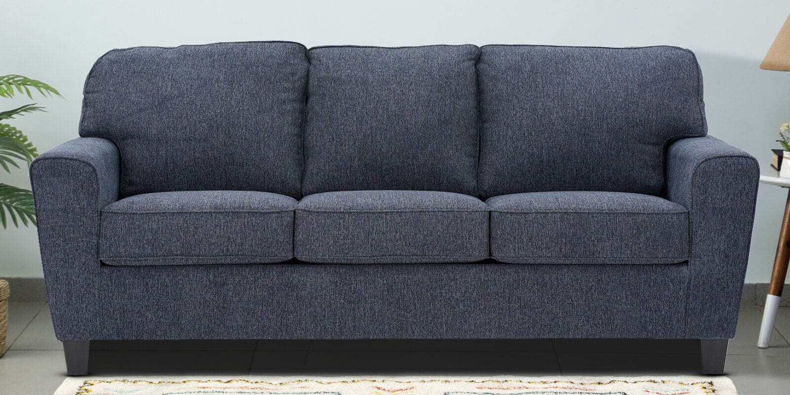 Latina Fabric 3 Seater Sofa in Blue Color