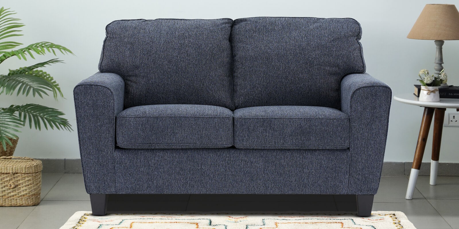 Latina Fabric 2 Seater Sofa in Blue Color