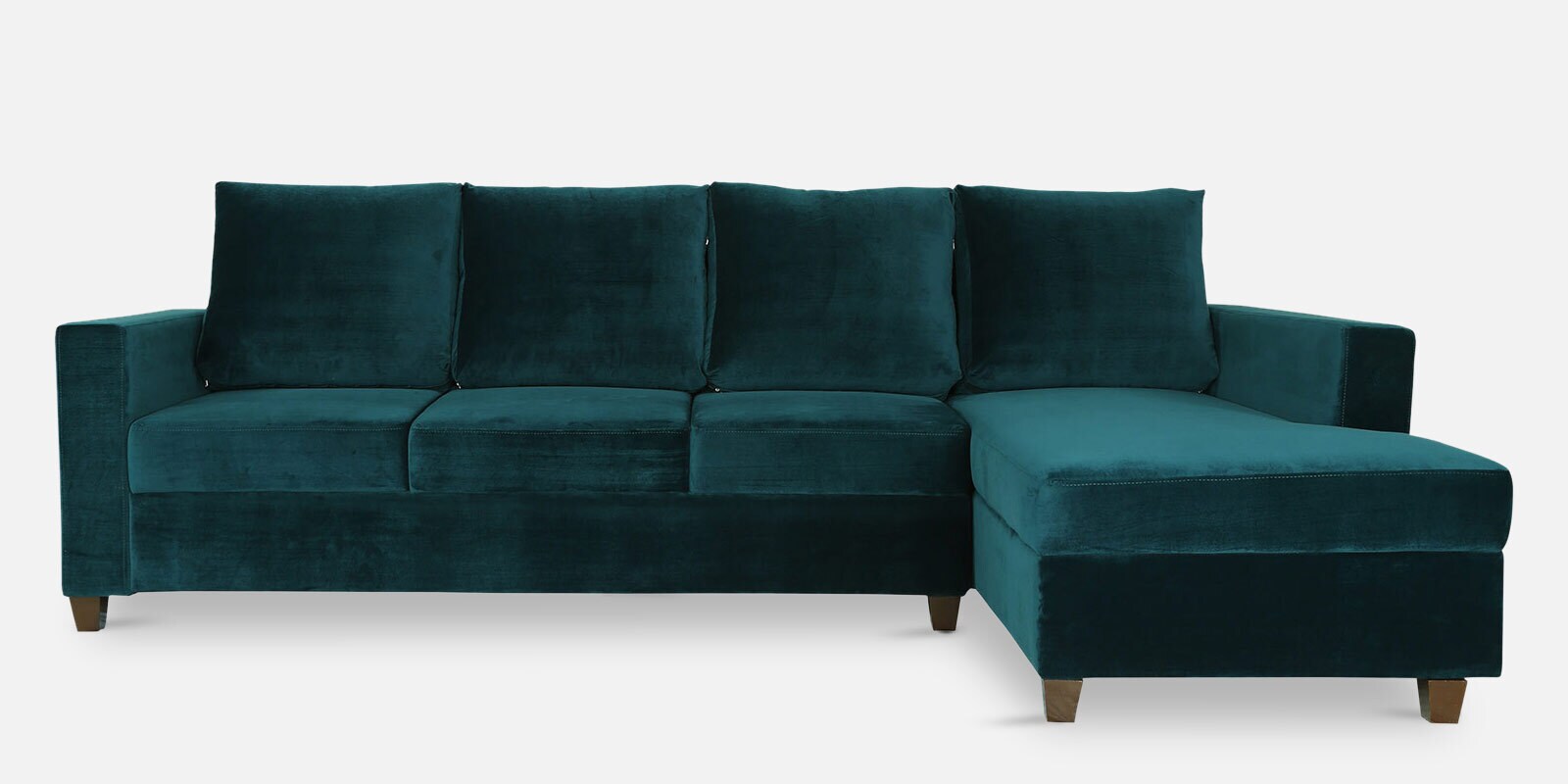 Laura Velvet LHS Sectional Sofa in Teal Blue Colour
