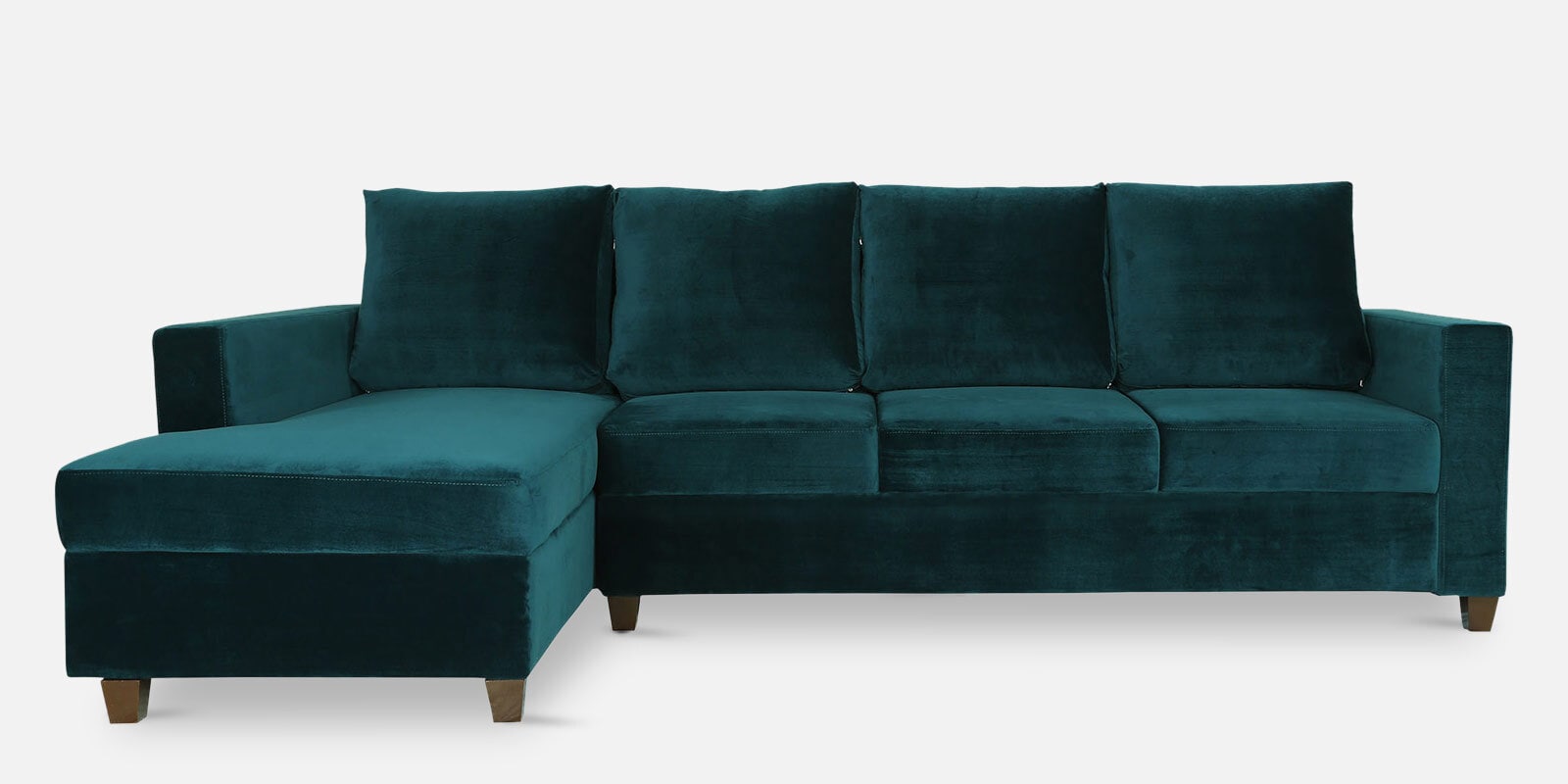 Laura Velvet RHS Sectional Sofa in Teal Blue Colour