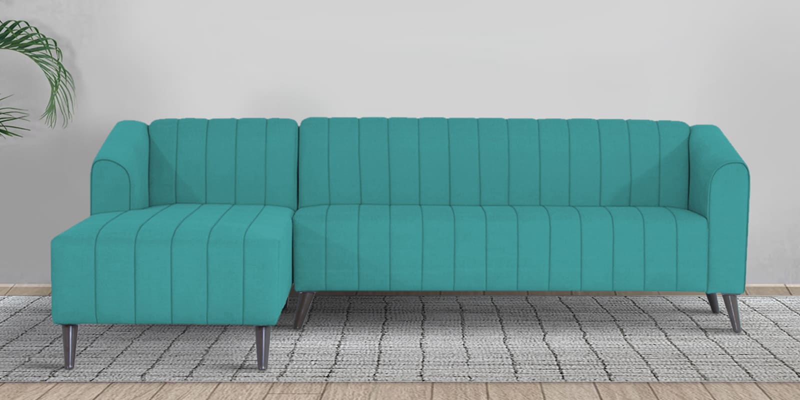 Laurel Fabric RHS Sectional Sofa In Aqua Blue Colour
