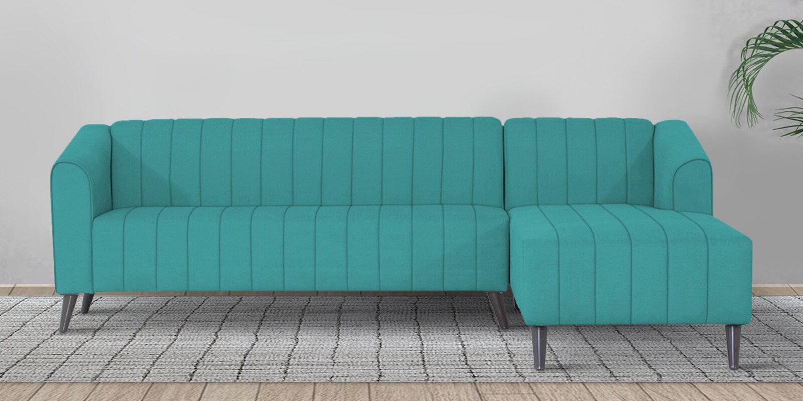 Buy Laurel Fabric LHS Sectional Sofa In Aqua Blue Colour at 37 OFF by