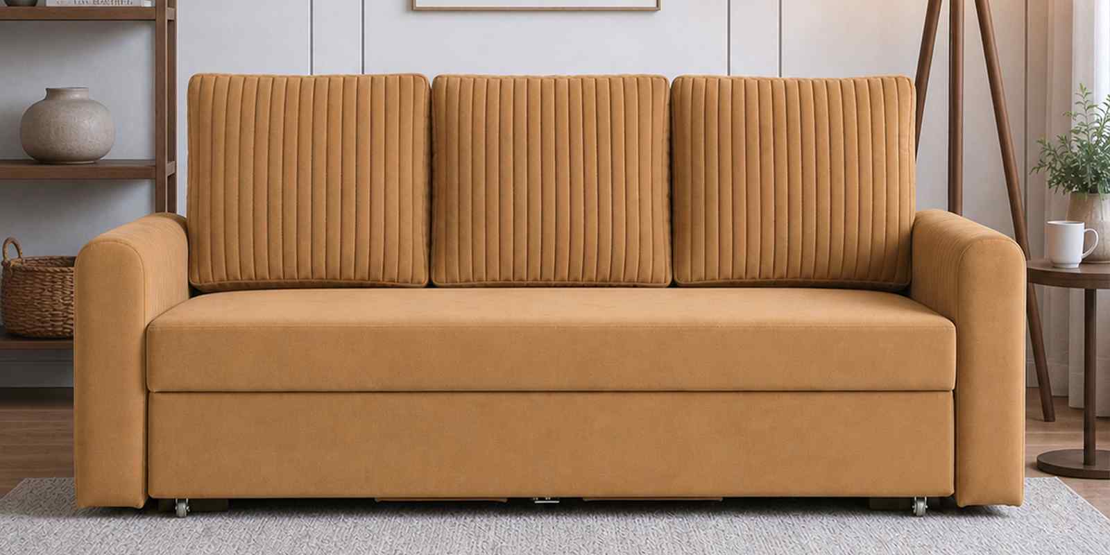 Lavista 3 Seater Sofa Cum Bed With Pull-Out Mechanism In Brown Colour Lavista 3 Seater Sofa Cum Bed With Pull-Out Mechanism In Brown Colour