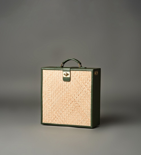 Laether Portable Bar in Olive Green Colour