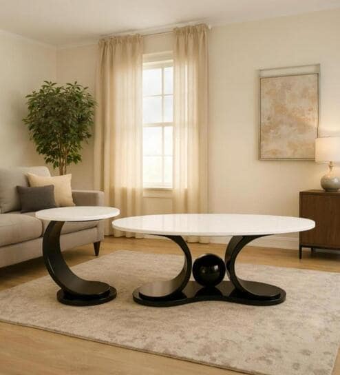 Lajuana Faux Marble Coffee Table In Black Pvd Finish