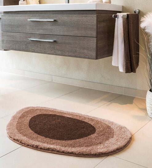Brown Geometric 60 X 90 cm Lake Bath Mat
