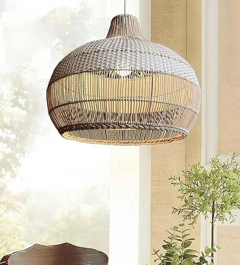 Laksh Handmade Rattan Cane Pendant Hanging Light (Beige)