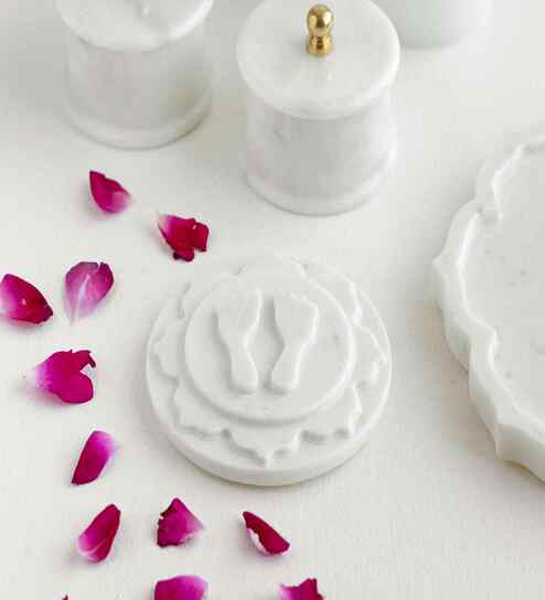 White Marble Plain Lakshmi Footprint